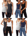 VERO MODA Damen 2er-Pack Tanktop Basic Long Tank Top Shirt im Doppelpack