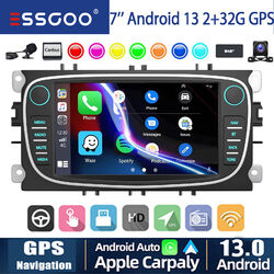 Android 13 Carplay Autoradio 32G DAB GPS Nav Kam Für Ford Focus Mondeo MK2 C-Max