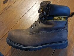 Caterpillar MENS Holton SB brown leather steel toe-cap safety work boots UK 11