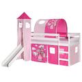 Hochbett mit Rutsche Spielbett mit Vorhang Tunnel Turm PRINZESSIN Kiefer