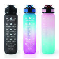 1 Liter Sport Wasserflasche Trinkflasche mit Strohhalm frei BPA Tasse Gym Haking