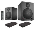 Edles 2.0 Regal-Lautsprecher System Black ISO Set mit Bluetooth + 2x Dämmkeil