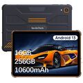 Outdoor Tablet 16GB RAM+256GB ROM Android13 Gaming Tab 10600mAh MT8788 IP68 Pad