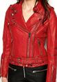 Damen Echt Lammleder Leder Stilvolle Jacke Biker Motorrad Schmal Rot Mantel