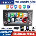 DAB+ Autoradio GPS 7" Carplay Android 13 2+32G Navi RDS Für Audi A4 S4 RS4 B6 B7