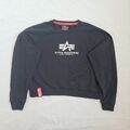 Alpha Industries Damen Cropped Sweatshirt Größe M Oberteil Rundhals Baumwollm...