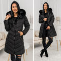 Wärmejacke Steppjacke Winterjacke Unifarben Winter Lang Kapuze Damen BOLF Casual