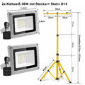 Baustrahler LED Stativ Arbeitsleuchte Arbeitsscheinwerfer Strahler Fluter+Stecke