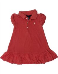 Ralph Lauren Baby Mädchen Polokleid 9-12 Monate rot Baumwolle AO96