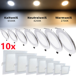 10x LED Panel Einbaustrahler Deckenleuchte Einbau Leuchte Spot Flach NEW