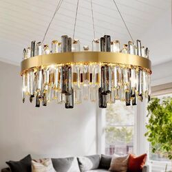 Pendelleuchte Gold Lichtfarbe Einstellbar,Modern Kronleuchter Kristall Leuchte