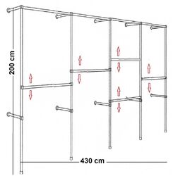 430 cm Kleiderständer Wandregal Kleiderschrank Ankleidezimmer Garderobe W.18