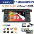 Android 13 Carplay Autoradio 2+64G GPS Navi FM BT Für BMW 3er E46 318 320 325 M3