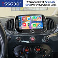 Für Fiat 500 2016-2019 Apple Carplay Autoradio Android14 WIFI GPS Navi SWC 2+64G
