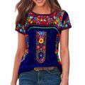 Boho Freizeit T-Shirt Bluse kurzärmelig lose Sommer Tops für Damen (Übergröße)