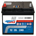 BIG ASIA Autobatterie 12V 35Ah Starterbatterie 53522 Pluspol links Dünnpol