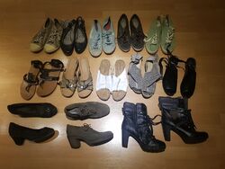 14 Paar Damenschuhe, Gr. 41, Sneaker, Stiefelletten, Schnürer