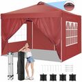 3x3m Faltpavillon Luxus Pavillon UV-50+ Partyzelt Gartenpavillon mit Doppeldach