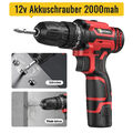 2 in 1 Mini 12V Akkuschrauber Akku Bohrschrauber Set Mit 2,0Ah Akkus + Koffer