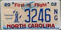 2002 North Carolina National Guard USA Nummernschild Nummernschild 3246