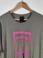 Adidas Label Linear QT XL T-Shirt Khaki mit Pink Print Preloved