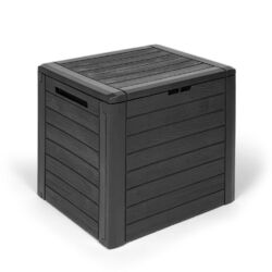 Kreher Kissenbox Gartentruhe Mehrzwecktruhe 140 Liter in AnthrazitKleine Gartenbox ✔ 58,5 x 46 x 55 cm ✔ In Holz Optik