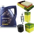 MANN-FILTER Inspektionspaket 5L MANNOL Defender 10W-40 für VW Polo 1.4 16V Seat