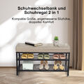 Schuhregal mit Sitzbank schmal aus Holz + Metall Schuhablage Schuhbank 3 Ebenen