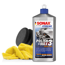 Auto Handpolier Set SONAX XTREME Polish+Wax 3 Hybrid 500ml + Puk und Tuch