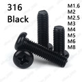 Schwarz 316 Edelstahl Linsenkopfschrauben mit Kreuzschlit M1.6 M2 M3 M4 M5 M6 M8