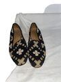 Stubbs & Wootton Damen Slipper Textil Komfortschuhe schwarz/weiß/beige UK 4,5