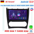 4+64GB Carplay Android12 Autoradio Für Mercedes Benz C-Klasse W203 W209 GPS Navi