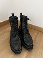 Paul Green Boots Schwarz Lackleder Gr. 7 - 40,5  - Schnürboots 