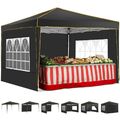 Pavillon 3x3m Wasserdicht PopUp Stabil Partyzelt Faltpavillon mit 4 Seitenteilen