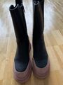 Chelsea Boots Plateau Stiefeletten Schwarz Gr.38 