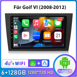 6+128G Android 13 Autoradio GPS Navi WiFi 4G DAB+ Carplay Für VW Golf VI 2008-12