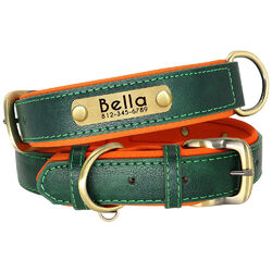 Personalisiert Hundehalsband mit Namen Gravur Lederhalsband Verstellbar Halsband