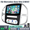 Android 13 Autoradio 32G Carplay BT GPS Navi KAM+ Für Benz Vito 3 W447 2014-2020