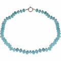 Kette Collier aus echtem Aquamarin, Linsen glatt, hellblau, 48cm, Aquamarinkette