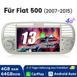 4+64G 7" Android 13 Autoradio Carplay Für Fiat 500 07-2015 GPS Navi DAB+ WIFI BT