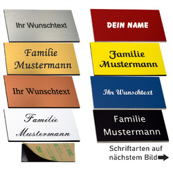 Briefkastenschild Klingelschild Türschild Namensschild selbstklebend mit Gravur