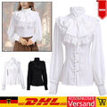 Retro Langarm Rüschenbluse für Damen viktorianisch Gothic Lolita Stil DHL