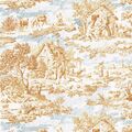 Französische Textilien Toile de Jouy Fabric (Oberkampf) Golden Brown & Greys