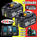 4x Für Makita Akku 18V 6000mAh 8.0Ah BL1860B BL1830B 194205-3 / DC18RC Ladegerät