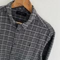 All Saints Flanellshirt Größe L Large Herren grau kariert normale Passform langarm