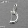 Buchstaben Anhänger - D - Echtschmuck 925 Silber - auf Wunsch mit Kette - NEU