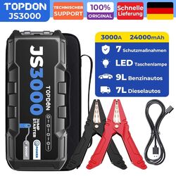 TOPDON JS3000 Auto Starthilfe Jump Starter Booster 24000mAh Powerbank 3IN1 KFZ