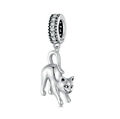 Charm Dangle 925 Silber - Katze Tier Figur Pave - Anhänger für Pandora Armband