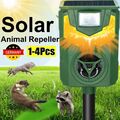 1-4X Tiervertreiber Ultraschall Solar Marderschreck Katzen Hunde Mäuse Abwehr DE