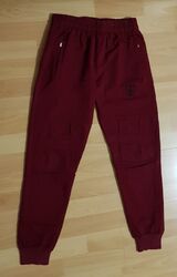 JOGGINGHOSE SPORT & Freizeit JUNGEN Hose Sweatstoff Bordeauxrot Gr. S (158/164)